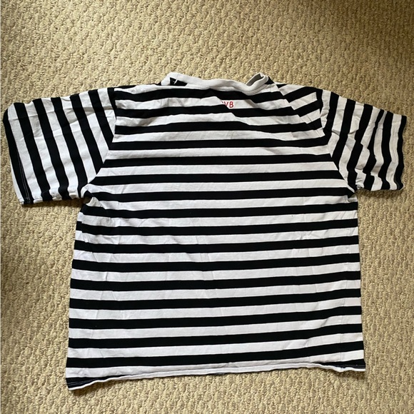 Victoria By Victoria Beckham Striped Short Sleeve Shirt White Blue Women’s Large - Picture 4 of 7